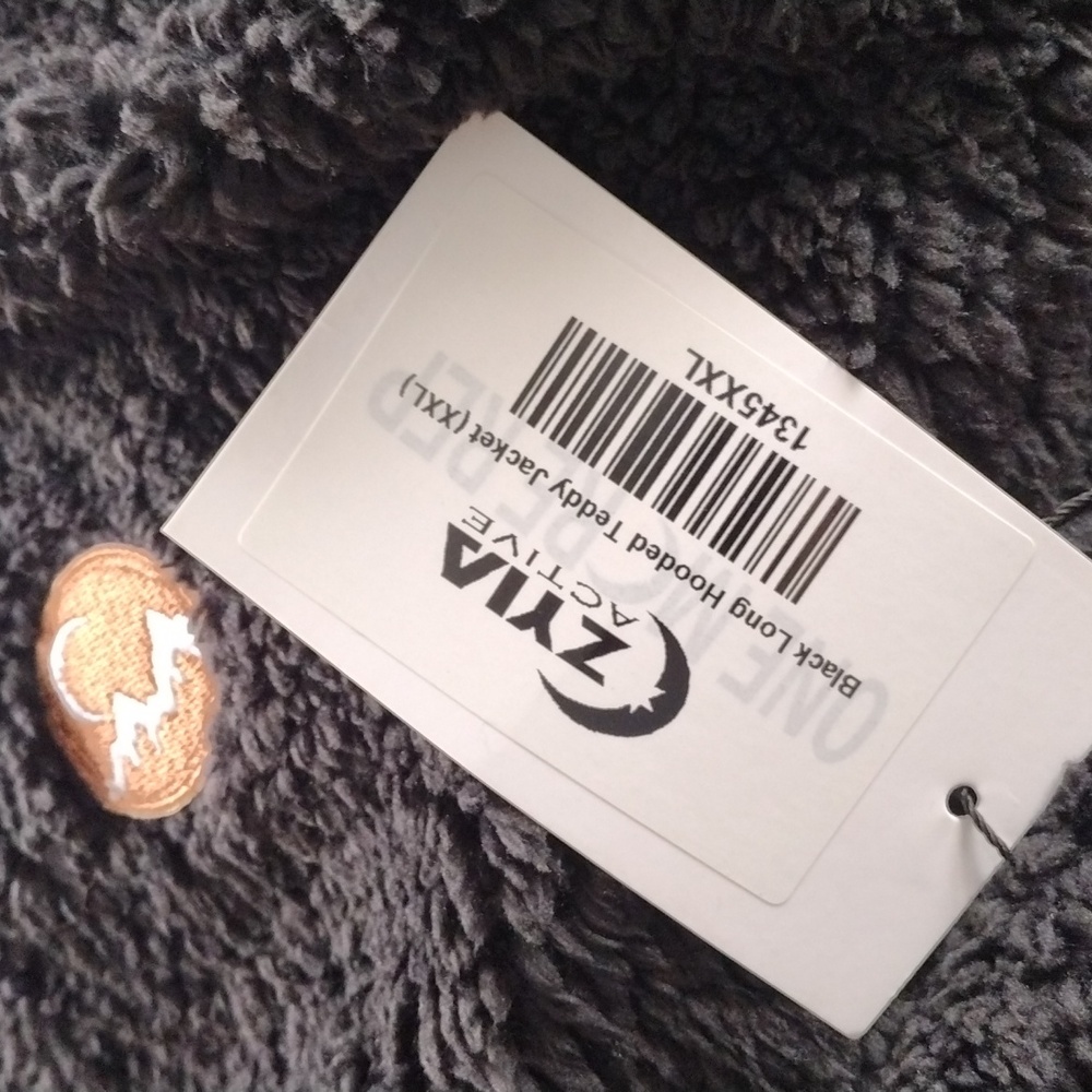 NWT ZIYA ACTIVE BLACK LONG HOODED TEDDY JACKET XXL CONSIGNMENT